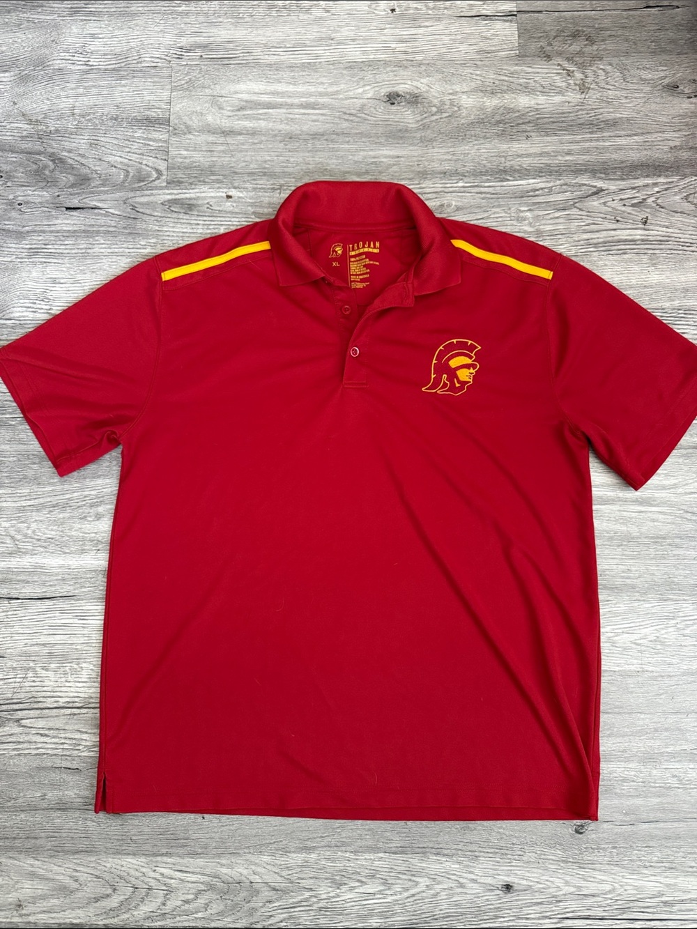 Men's Red Polo with Gold Trojan Logo